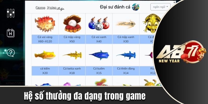 Hệ số thưởng đa dạng trong game