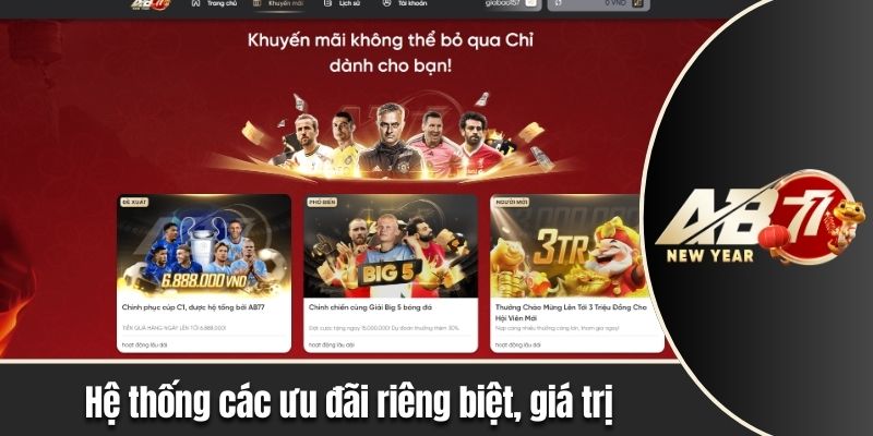 Hệ thống các ưu đãi riêng biệt, giá trị