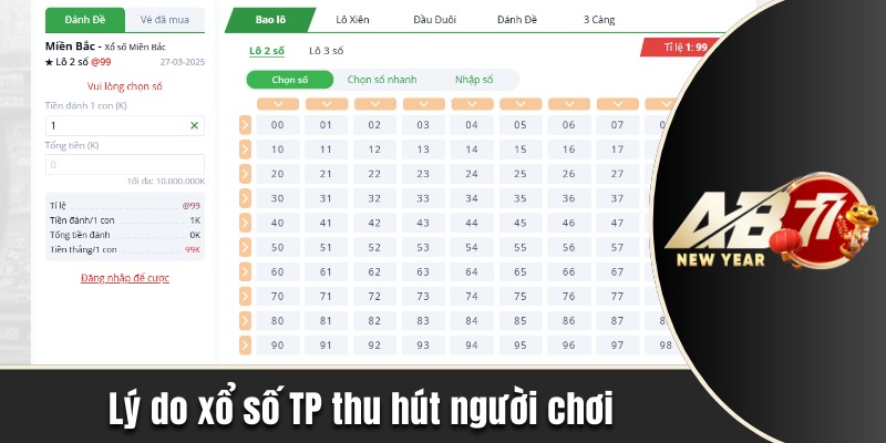 Lý do xổ số TP thu hút người chơi AB77 mua vé