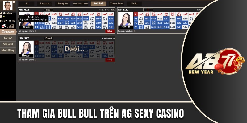 Tham gia Bull Bull trên AG Sexy Casino