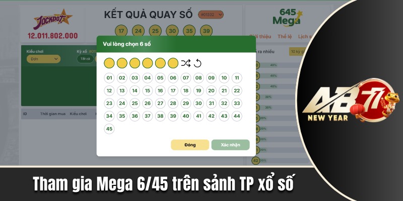 Tham gia Mega 6/45 trên sảnh TP xổ số